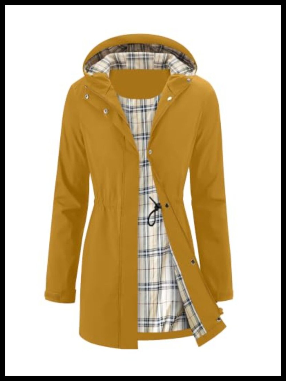Women's Long Rain Jacket Waterproof Packable Hooded Windbreaker